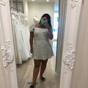 Loft White and Black Polka Dot Mini Dress